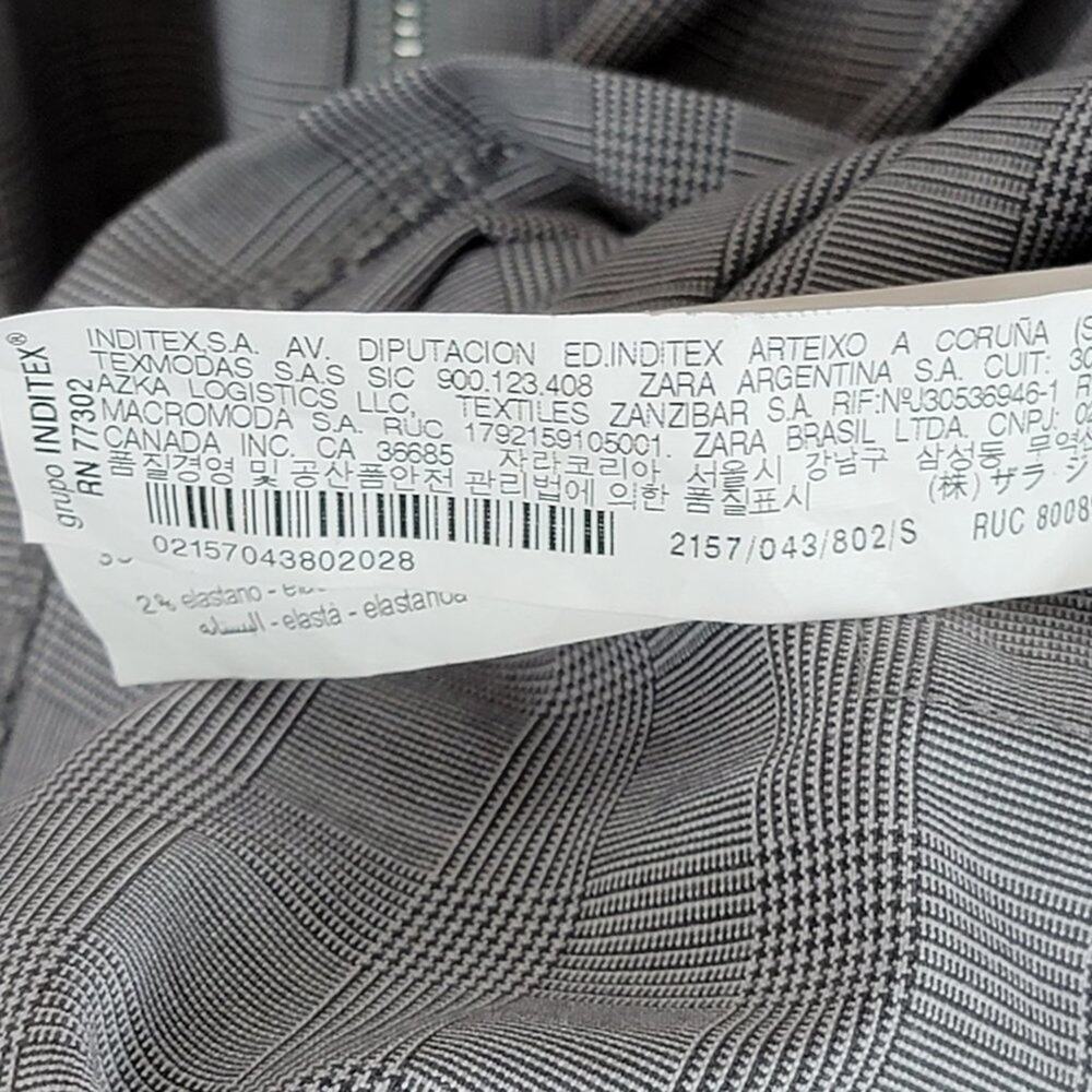 ZARA Glen Plaid V-Neck Patch Pocket Zip-Front Modern Sheath Dress - Size S - Picture 7 of 8